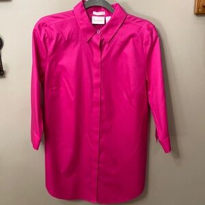 Chicos Womens Fuchsia Button Down Covered Placket 3/4 Sleeve Blouse Size 1 (M)